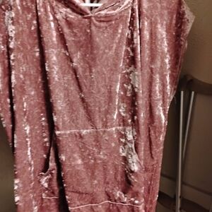 Velvet Hooded Poncho in Dusty Rose